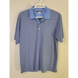 Greg Norman Mens Blue/Black Striped Golf Polo Shirt Size XL